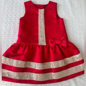 Lydia James Dress | Red with Gold Sequins | 24 Months